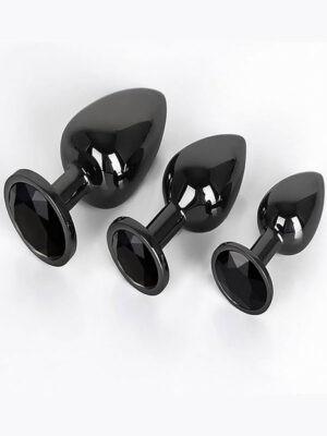 Siyah Alüminyum Anal Plug 3'lü Set