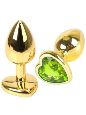 Çelik Gold Kalp Mücevherli Anal Plug Büyük Boy