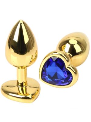 Çelik Gold Kalp Mücevherli Anal Plug Küçük Boy