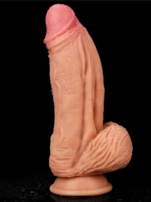 Çift Katmanlı Platinum Silikon Monster Dildo 25 cm Ten